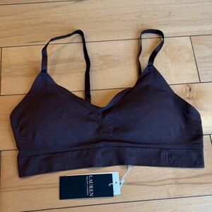 NWT Lauren Ralph Lauren Luxe Smoothing Espresso Wireless Bralette In Medium